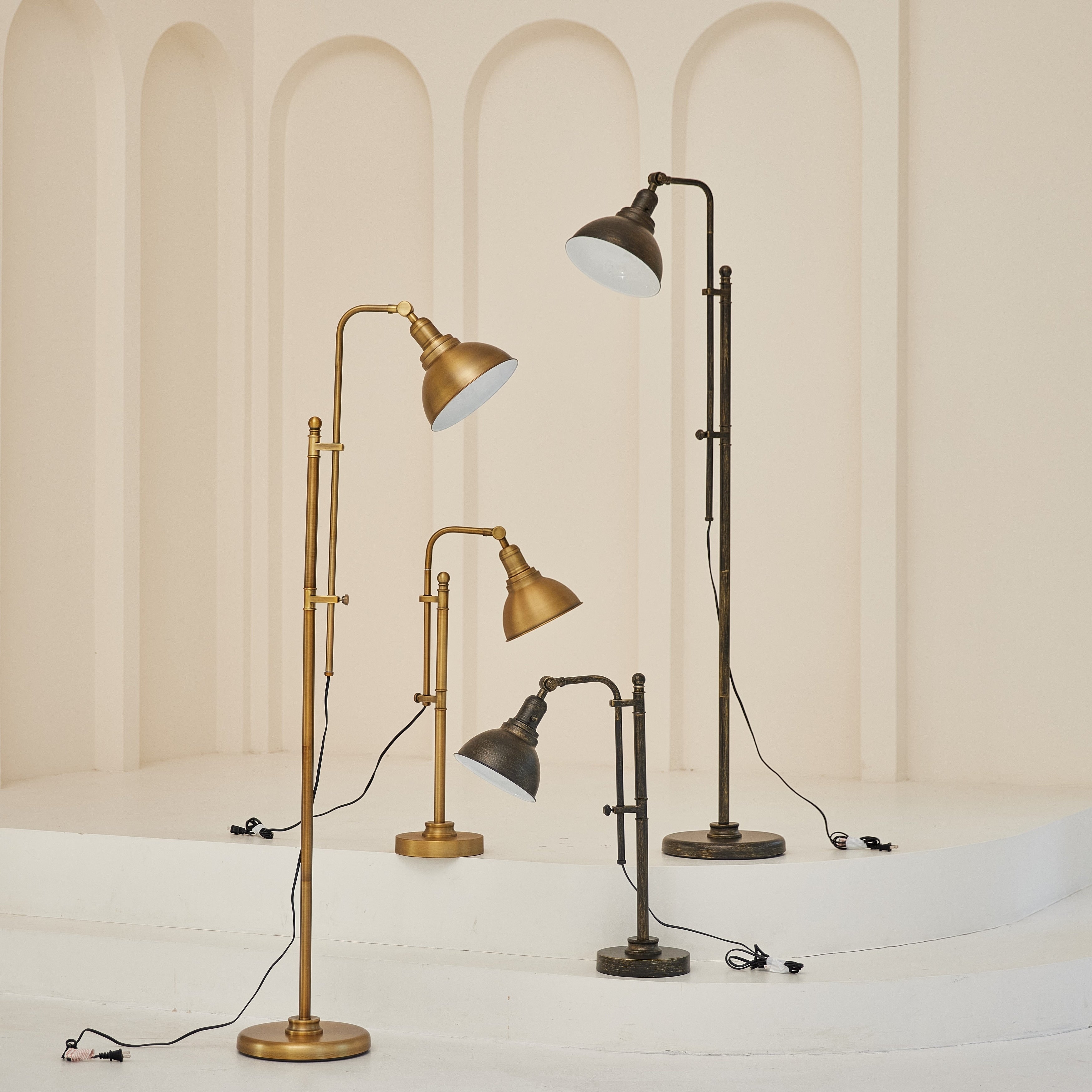 Lampe de sol rustique pour pharmacie CO-Z 65 avec abat-jour réglable en métal