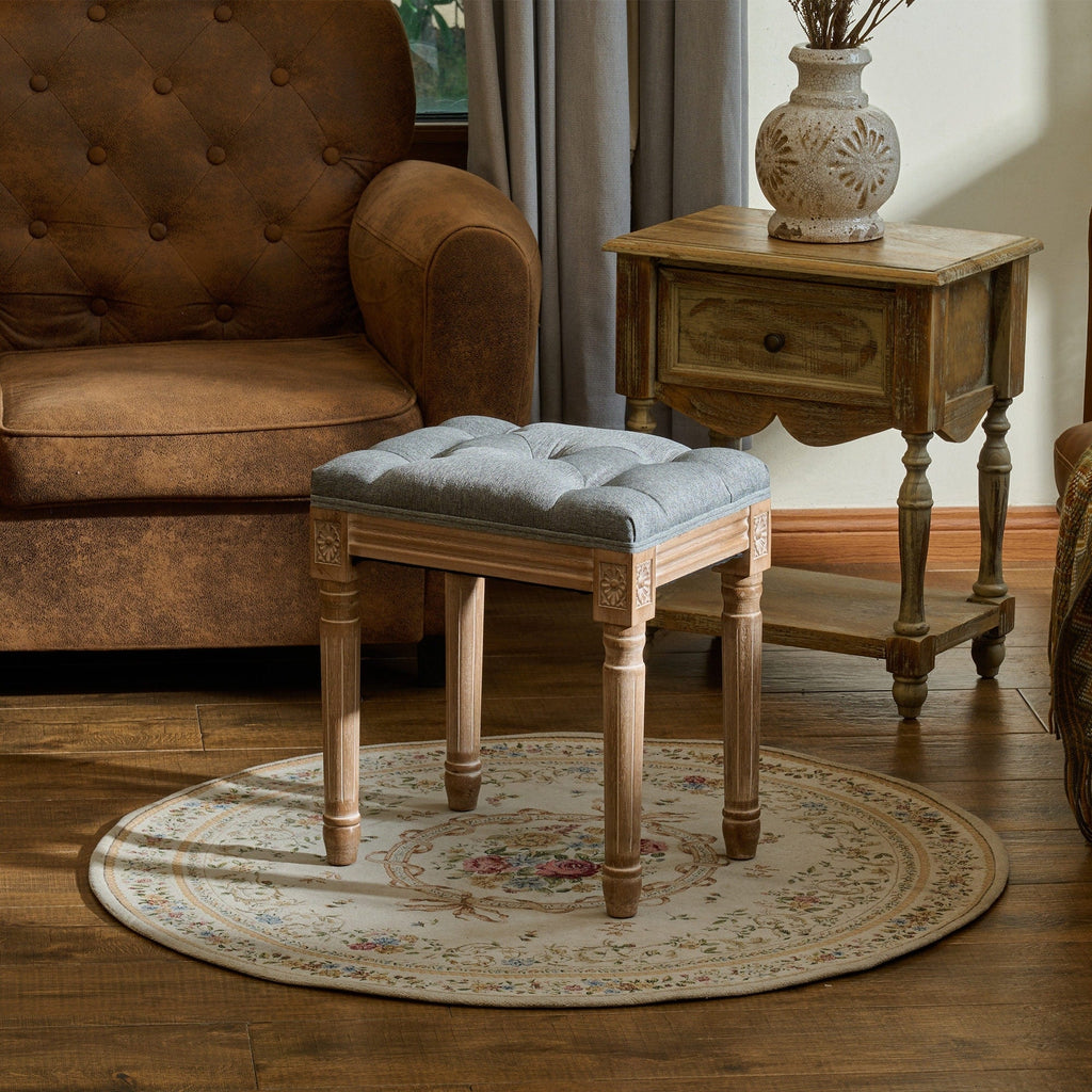 Tabouret de pied et tabouret de coiffeuse rembourrés vintage français CO-Z