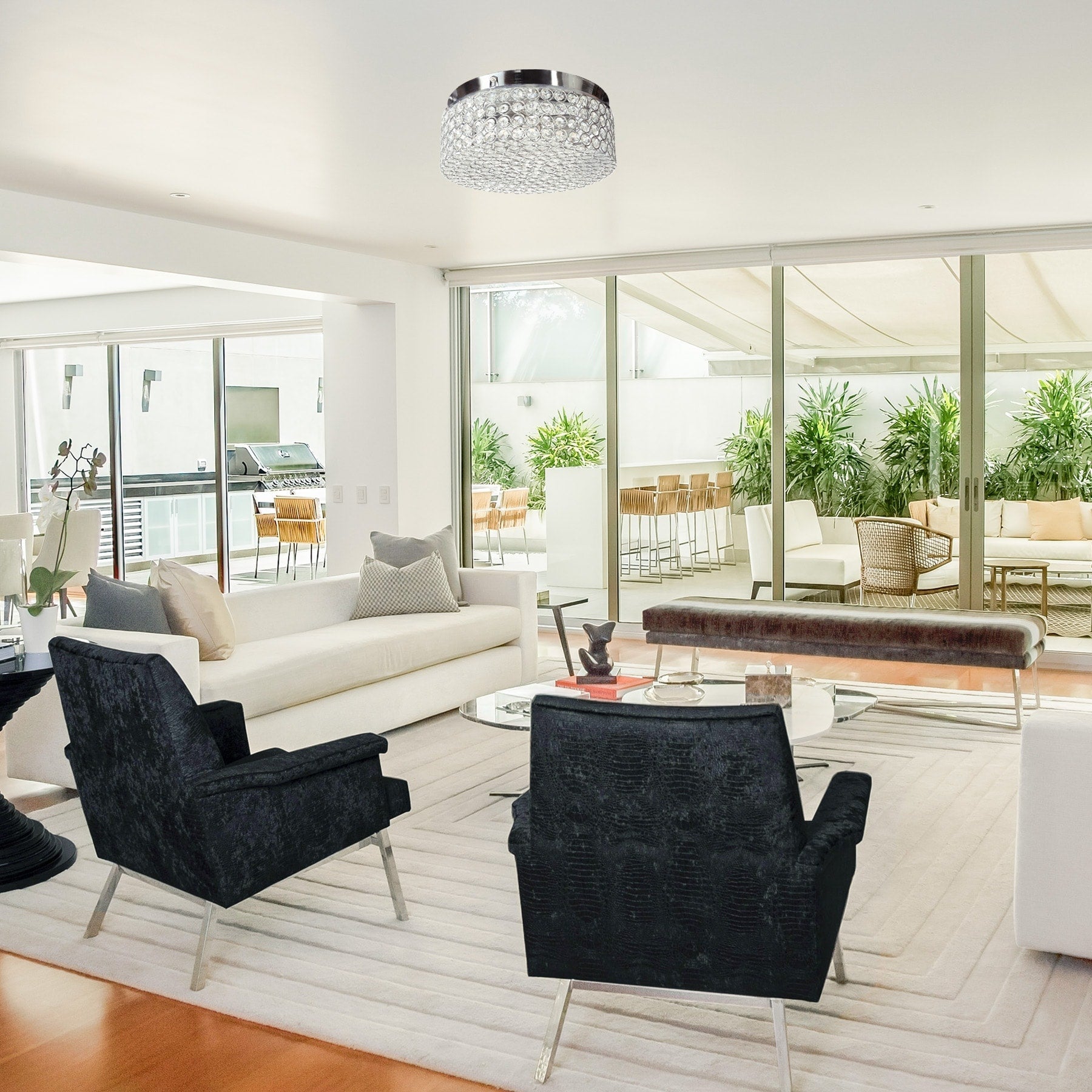 Plafonnier encastré rond moderne à 2 lumières en cristal CO-Z