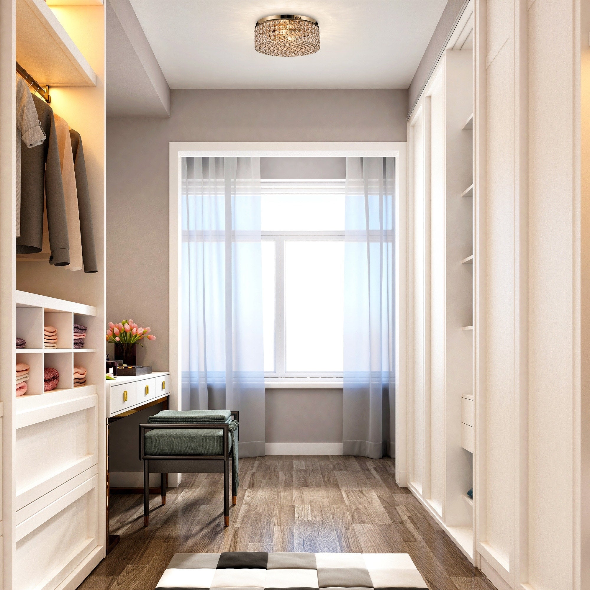 Plafonnier encastré rond moderne à 2 lumières en cristal CO-Z