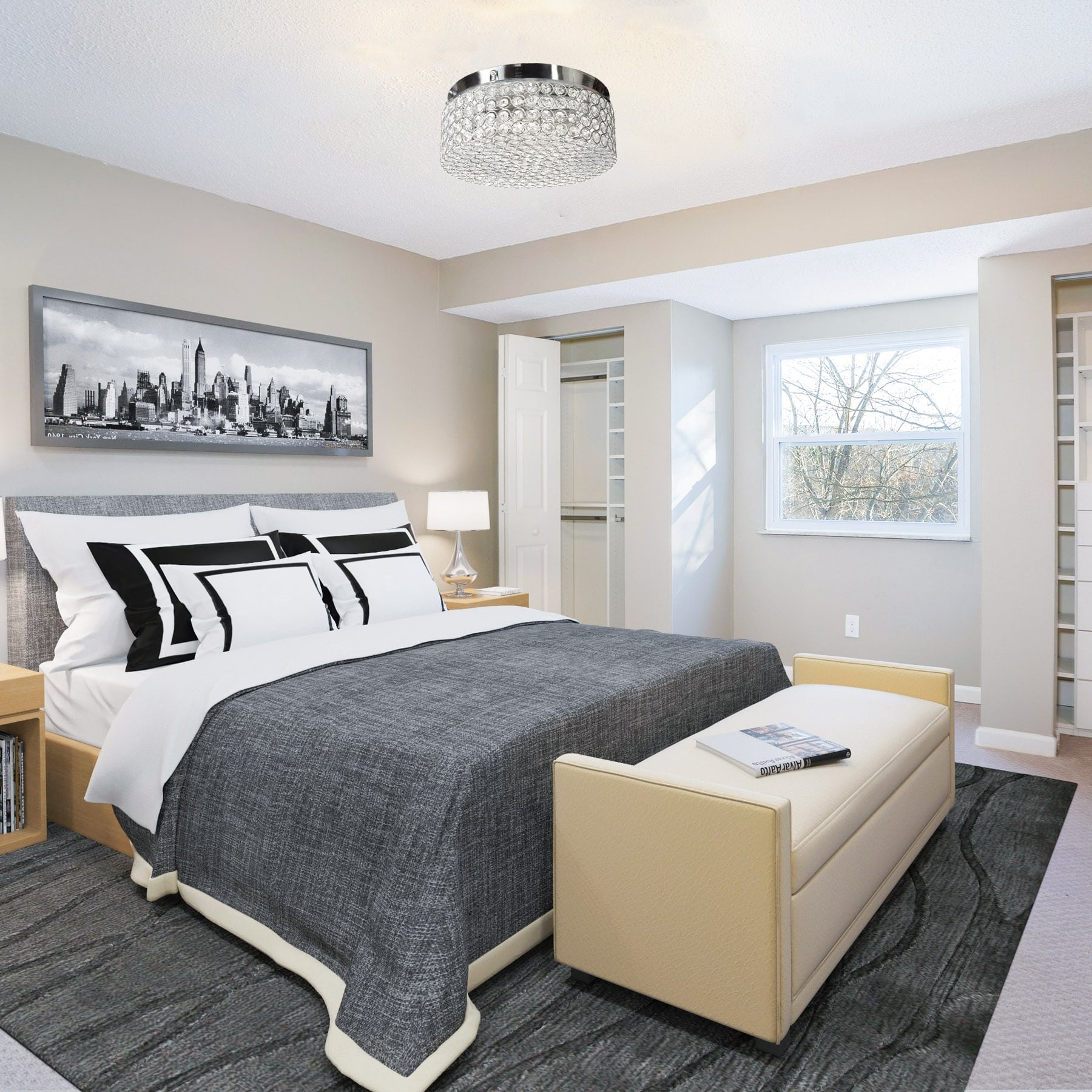 Plafonnier encastré rond moderne à 2 lumières en cristal CO-Z