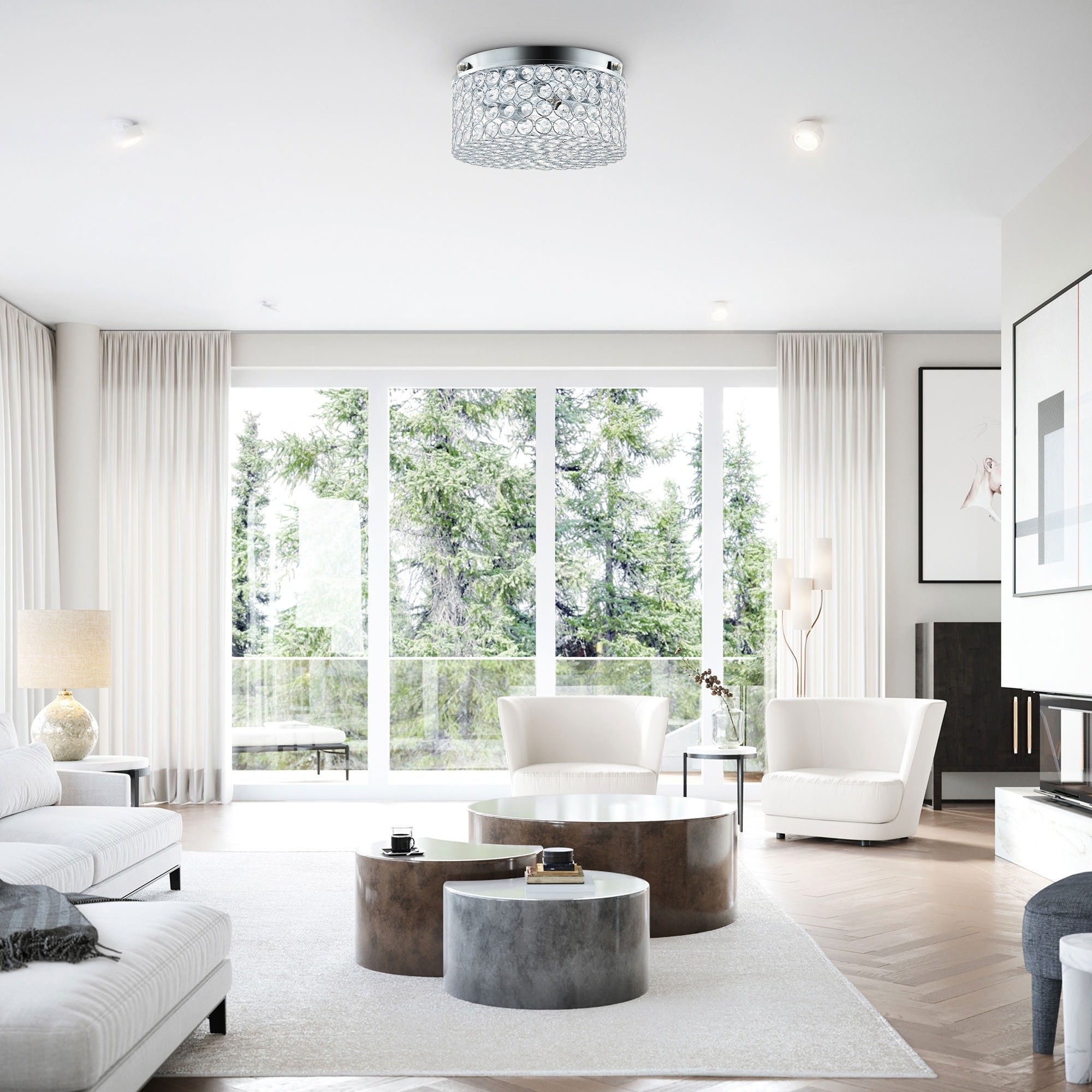 Plafonnier encastré rond moderne à 2 lumières en cristal CO-Z