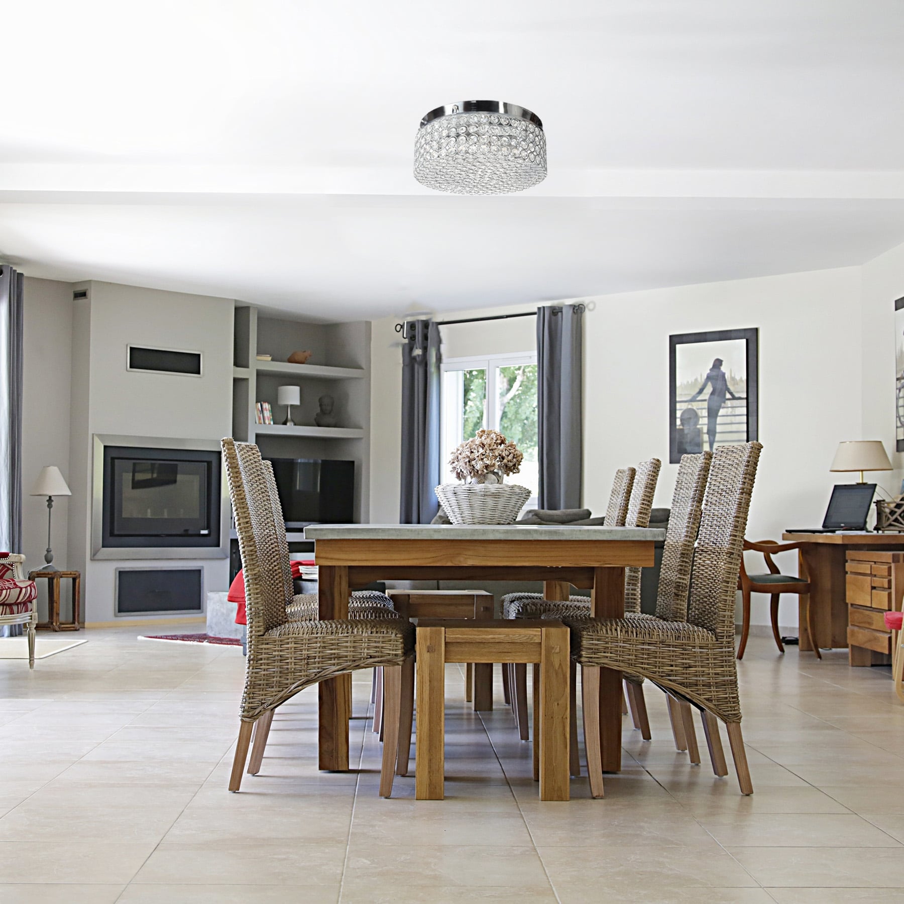 Plafonnier encastré rond moderne à 2 lumières en cristal CO-Z