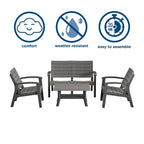 Ensemble de conversation d'extérieur en résine COSCO 4 pièces