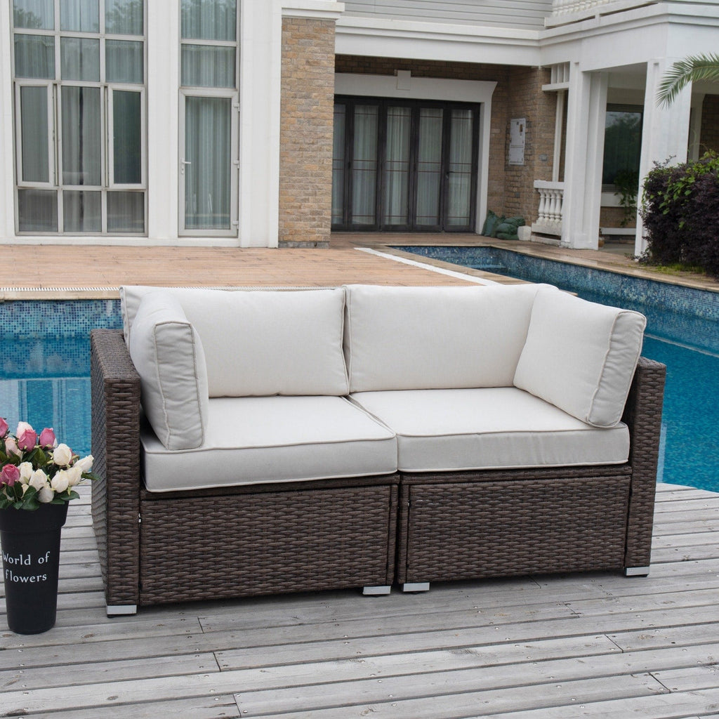 Ensemble de canapé sectionnel en osier 2 pièces COSIEST pour l'extérieur