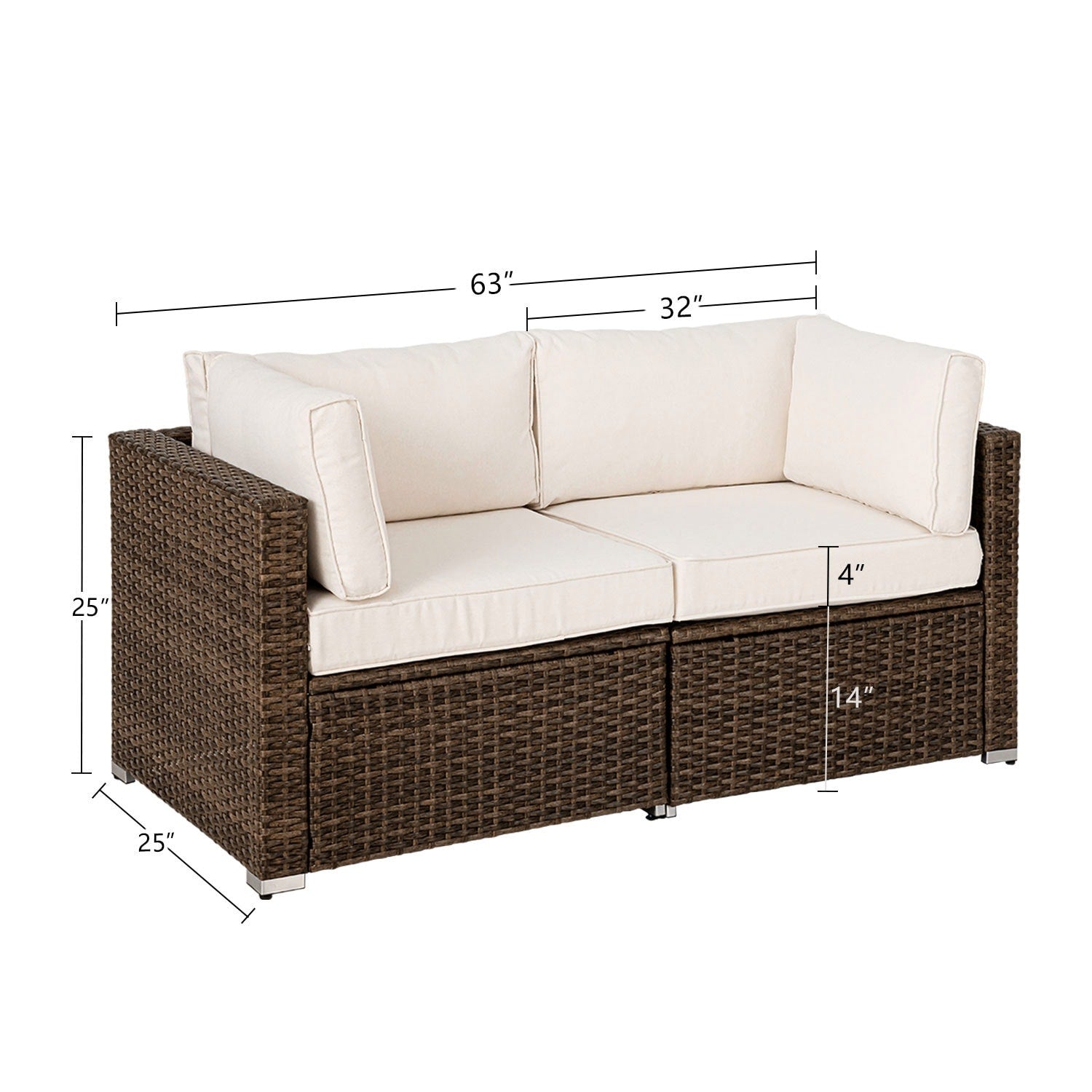 Ensemble de canapé sectionnel en osier 2 pièces COSIEST pour l'extérieur