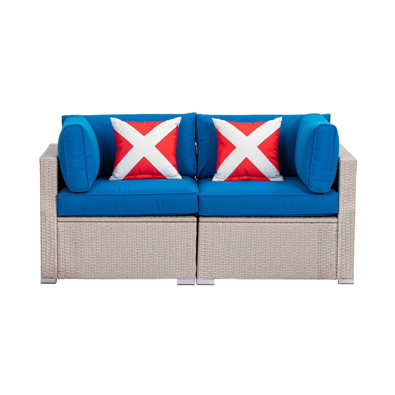 Ensemble de canapé sectionnel en osier 2 pièces COSIEST pour l'extérieur