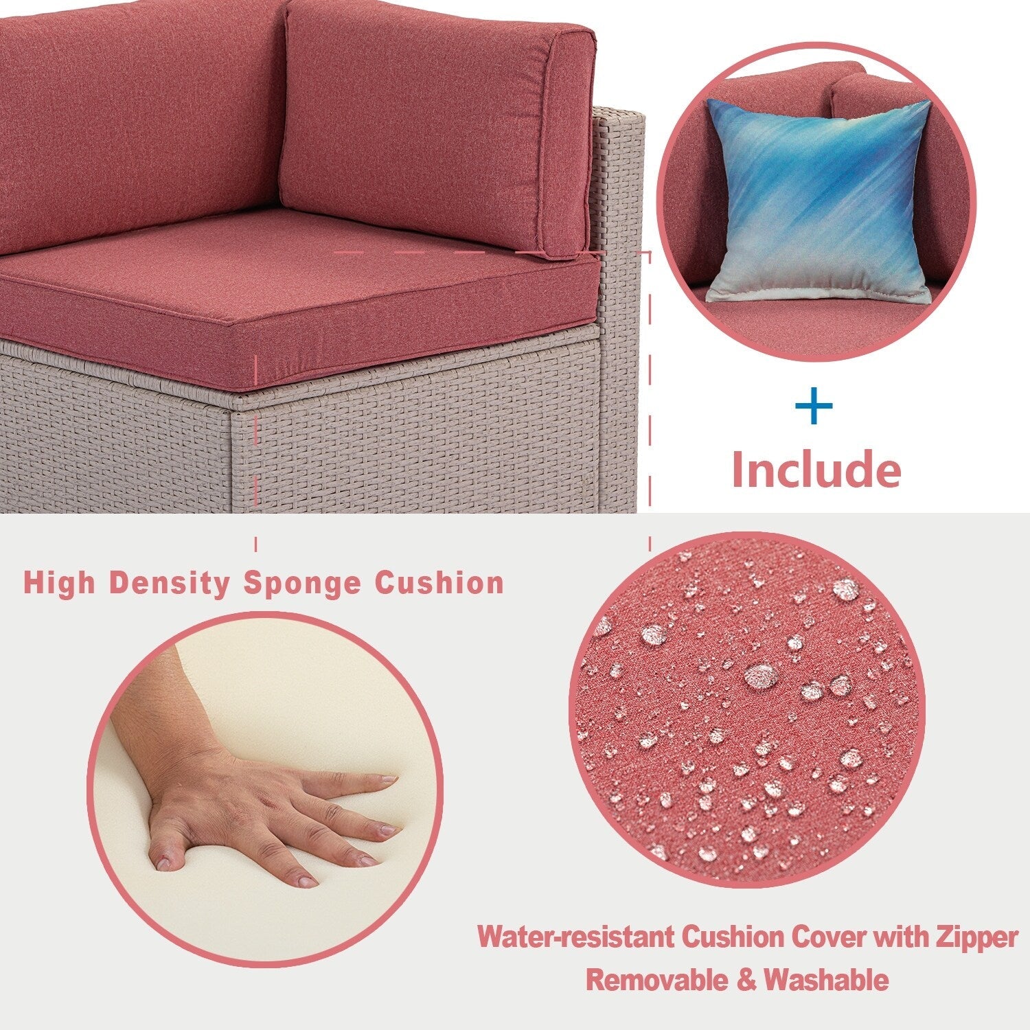 Ensemble de canapé sectionnel en osier 2 pièces COSIEST pour l'extérieur