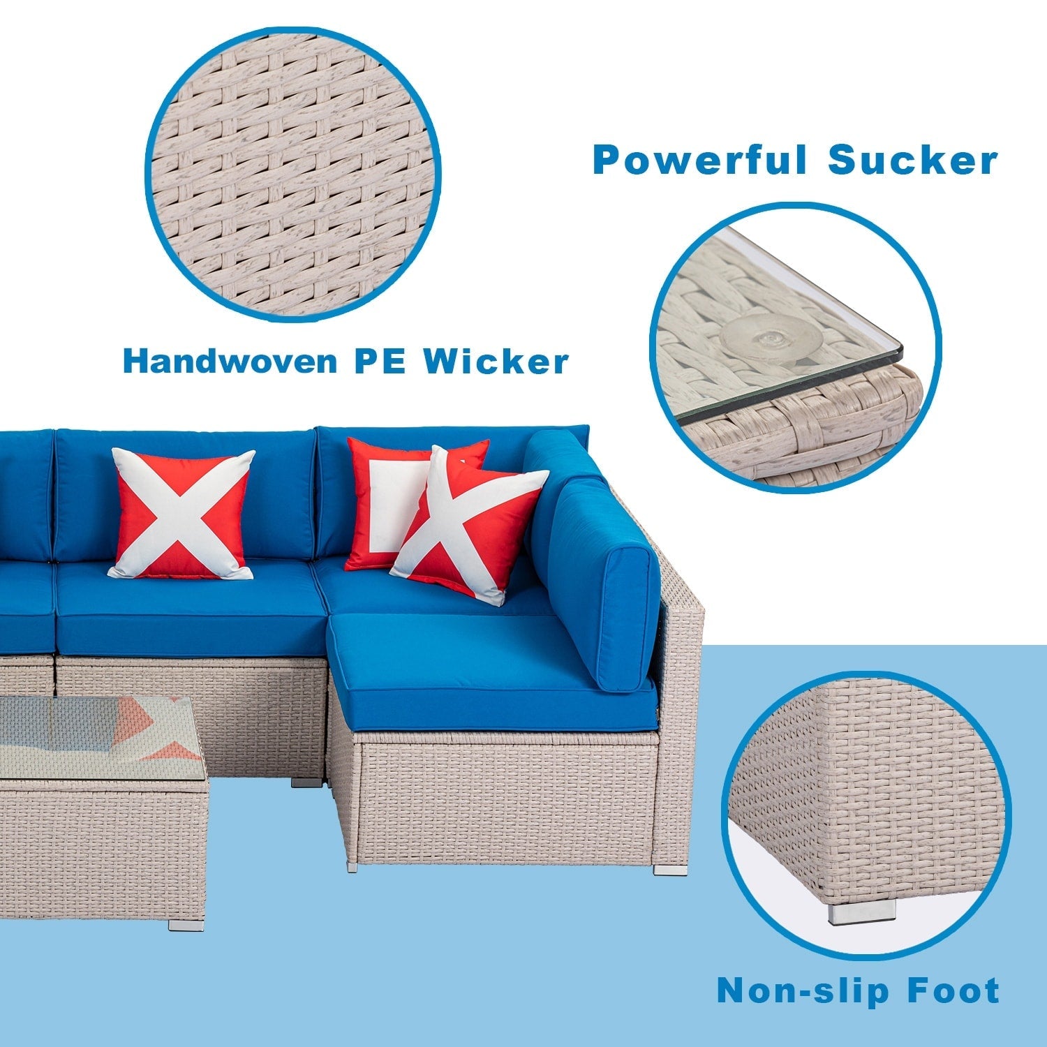 Ensemble de canapé sectionnel en osier 2 pièces COSIEST pour l'extérieur