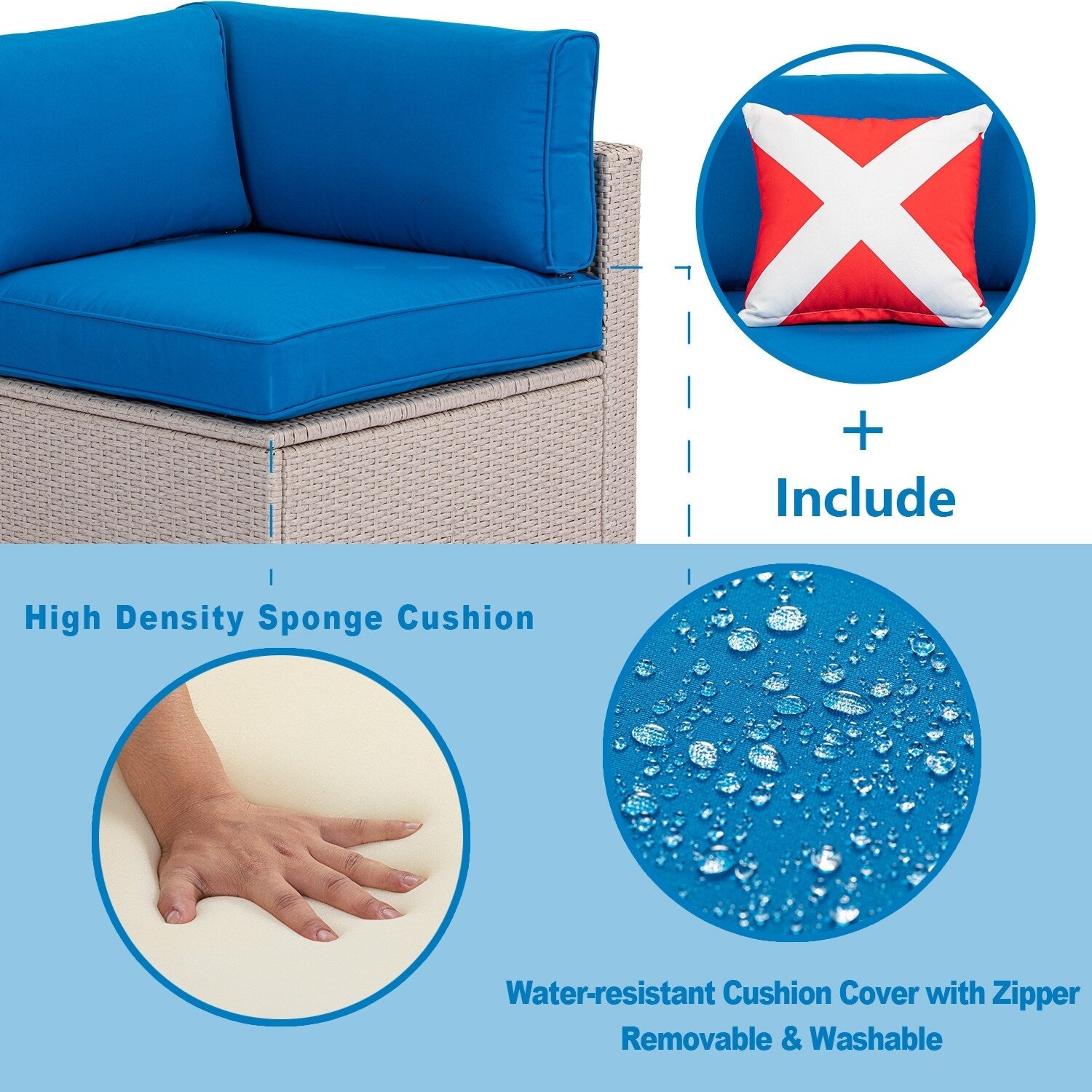 Ensemble de canapé sectionnel en osier 2 pièces COSIEST pour l'extérieur