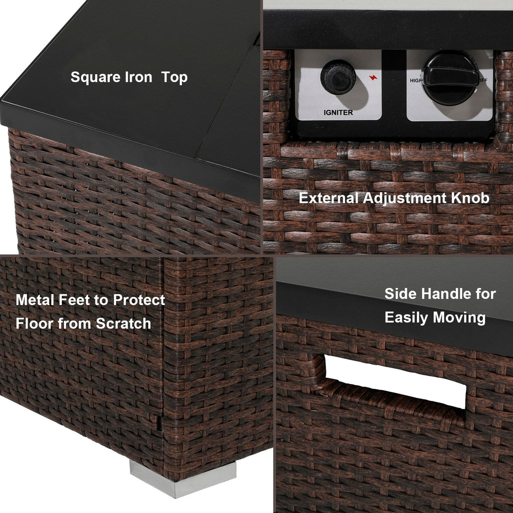 Ensemble de canapés sectionnels en osier pour patio extérieur COSIEST 4 pièces avec table pour foyer