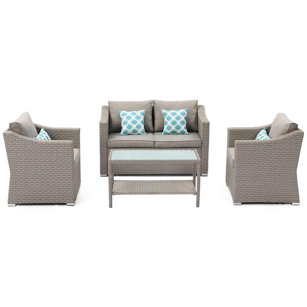 Ensemble de canapé sectionnel rembourré 4 pièces le plus confortable pour le patio