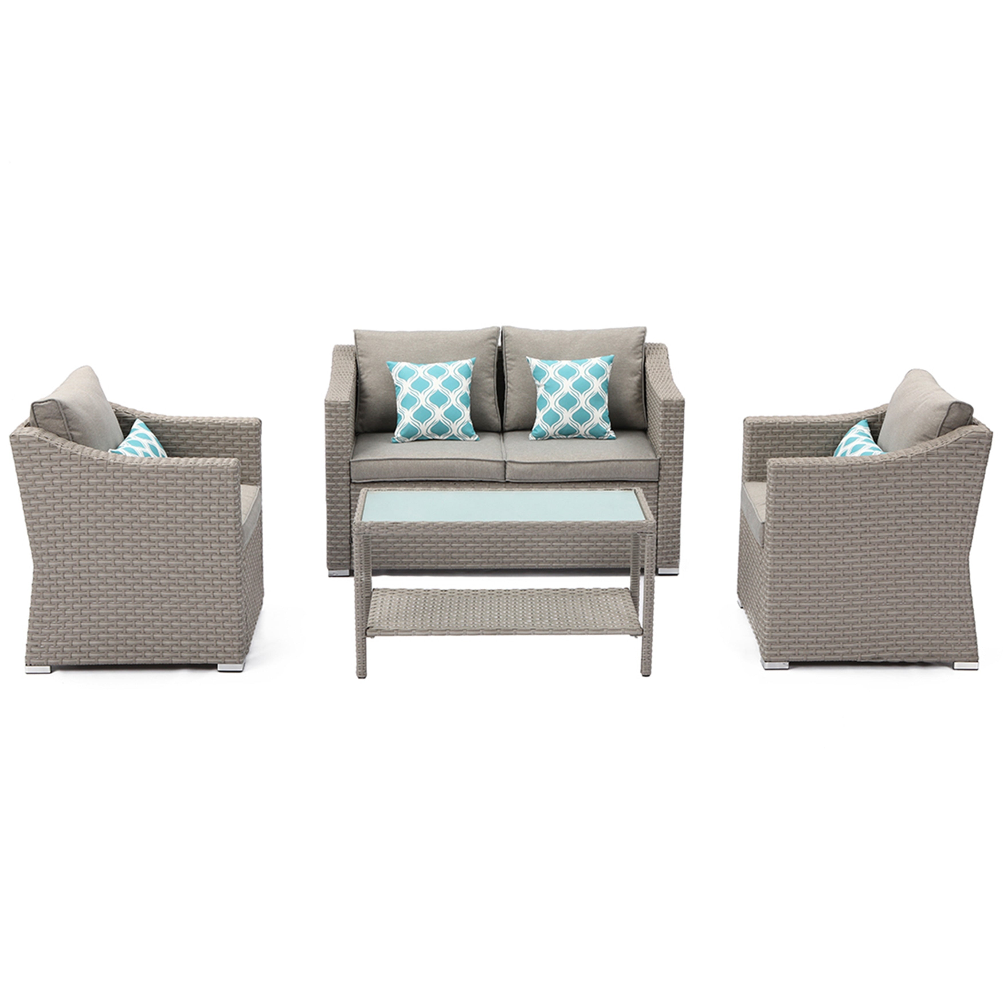 Ensemble de canapé sectionnel rembourré 4 pièces le plus confortable pour le patio