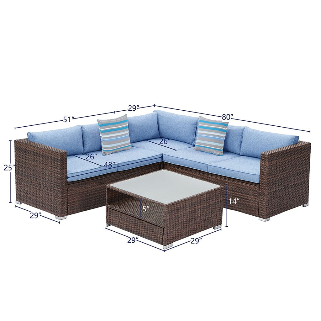 Ensemble de salon de jardin sectionnel en osier 4 pièces COSIEST avec table basse