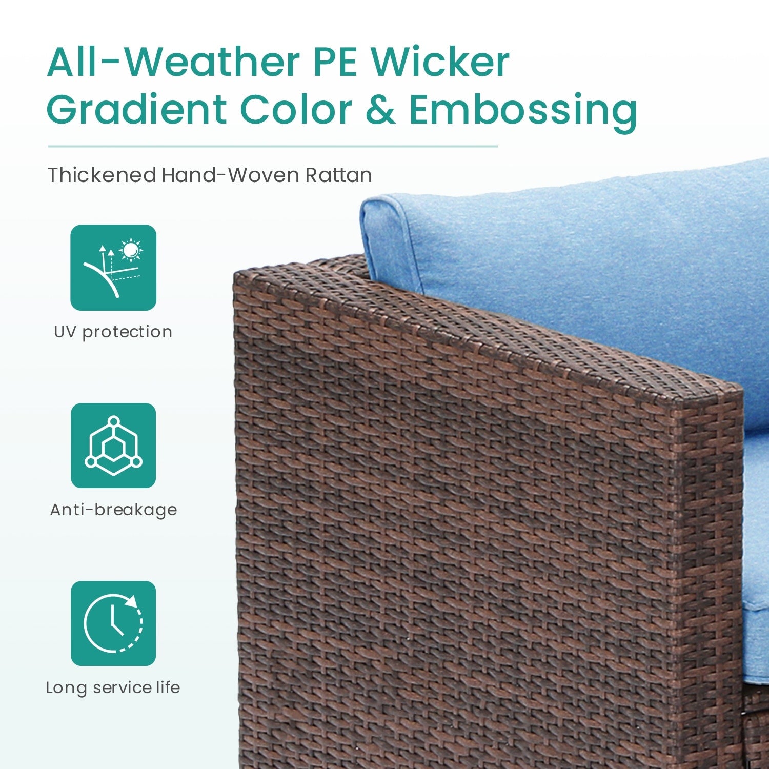 Ensemble de salon de jardin sectionnel en osier 4 pièces COSIEST avec table basse