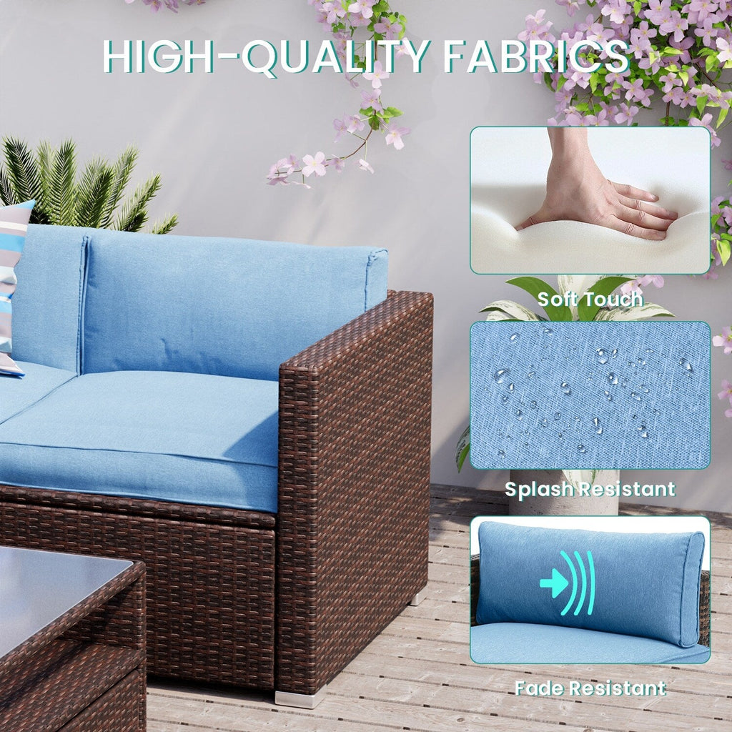 Ensemble de salon de jardin sectionnel en osier 4 pièces COSIEST avec table basse