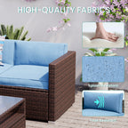 Ensemble de salon de jardin sectionnel en osier 4 pièces COSIEST avec table basse