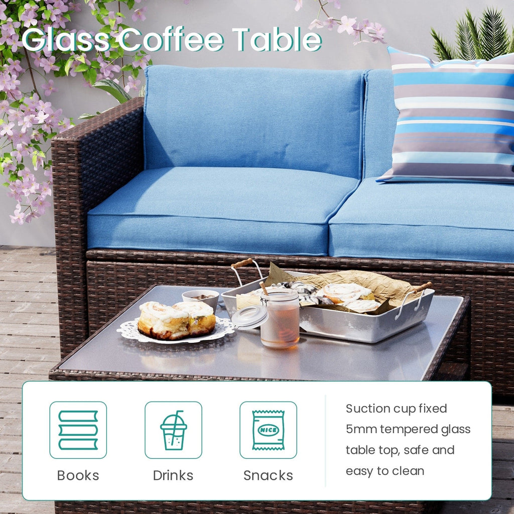 Ensemble de salon de jardin sectionnel en osier 4 pièces COSIEST avec table basse