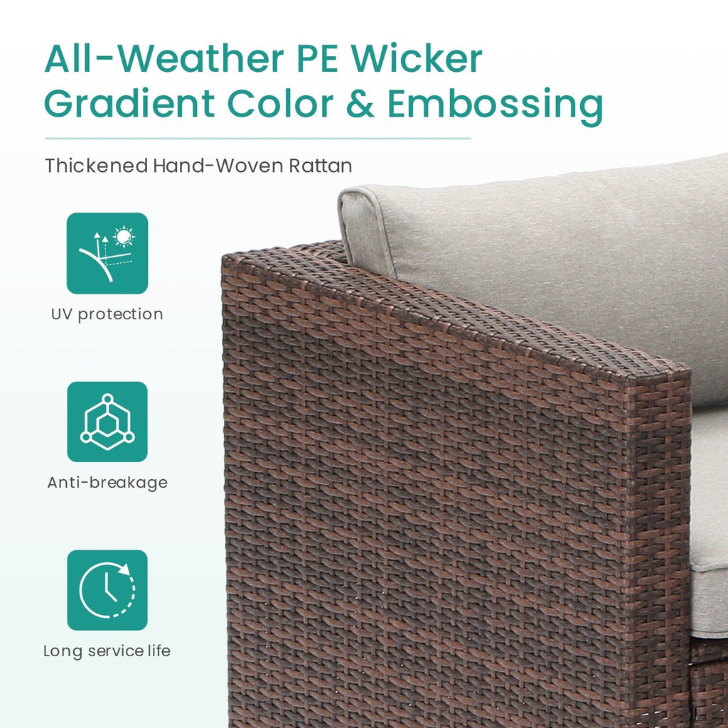 Ensemble de salon de jardin sectionnel en osier 4 pièces COSIEST avec table basse