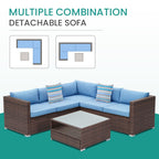 Ensemble de salon de jardin sectionnel en osier 4 pièces COSIEST avec table basse