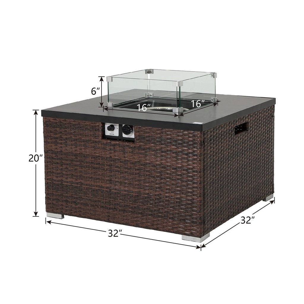 Ensemble de canapés sectionnels en osier pour patio extérieur COSIEST 4 pièces avec table pour foyer