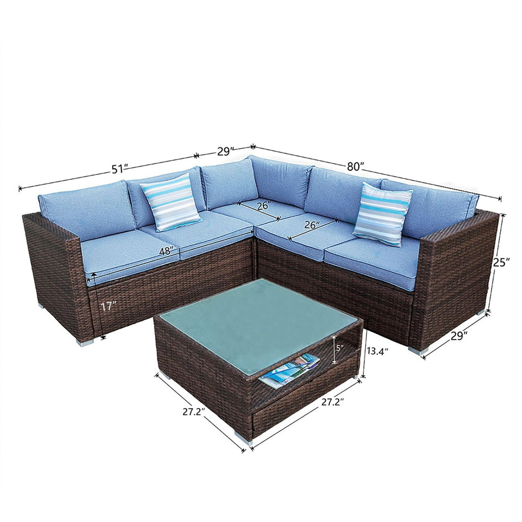 Ensemble de canapés sectionnels en osier pour patio extérieur COSIEST 4 pièces avec table pour foyer