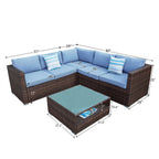 Ensemble de canapés sectionnels en osier pour patio extérieur COSIEST 4 pièces avec table pour foyer