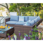 Ensemble de salon de jardin sectionnel en osier 4 pièces COSIEST avec table basse