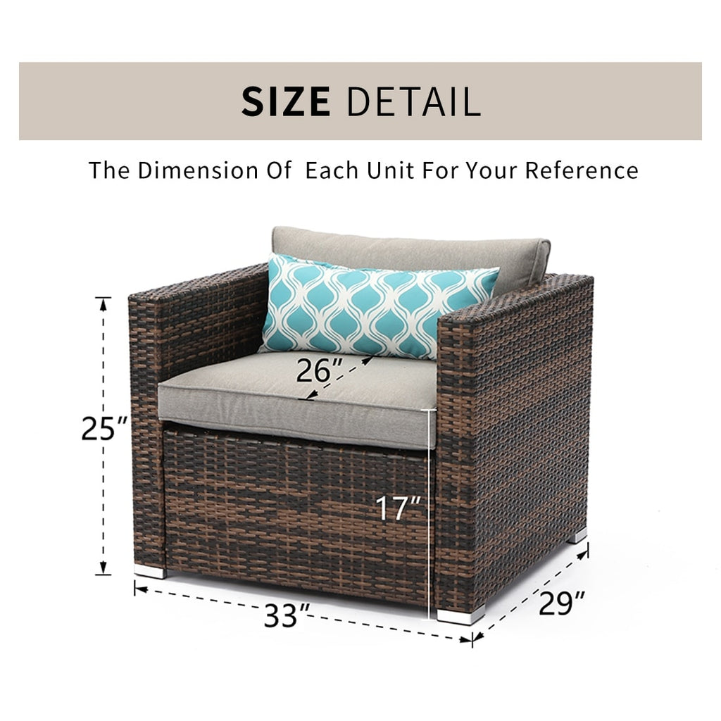 Ensemble de canapés d'extérieur en osier marron COSIEST