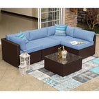 Canapé sectionnel en osier 5 pièces le plus confortable avec coussins