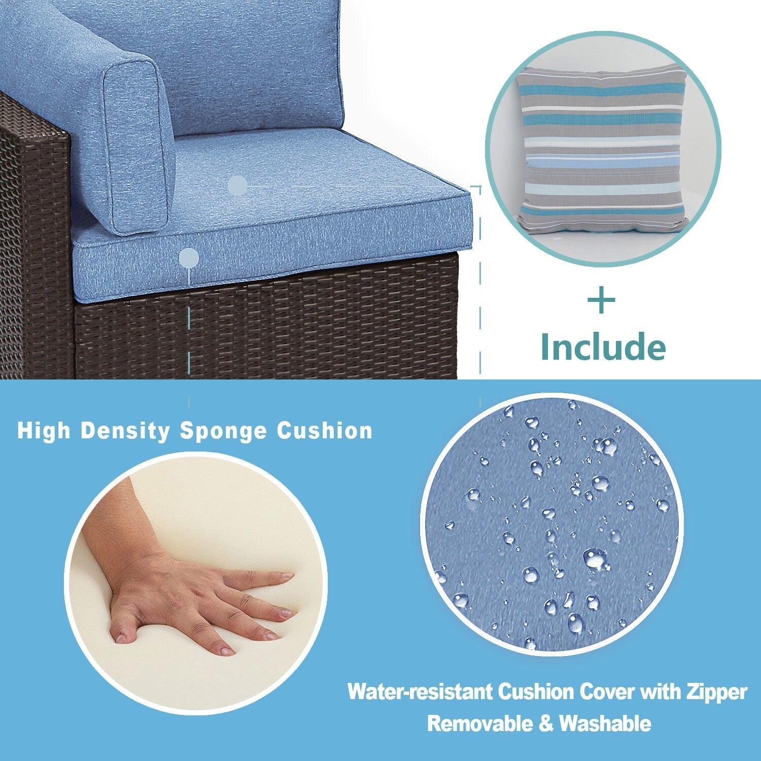 Canapé sectionnel en osier 5 pièces le plus confortable avec coussins