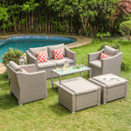 Ensemble de salon de jardin COSIEST 7 pièces avec coussins