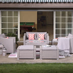 Ensemble de salon de jardin COSIEST 7 pièces avec coussins