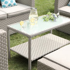 Ensemble de salon de jardin COSIEST 7 pièces avec coussins