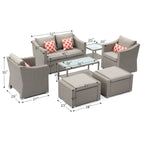 Ensemble de salon de jardin COSIEST 7 pièces avec coussins