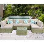 Canapé d'extérieur sectionnel en osier 7 pièces le plus confortable avec table basse