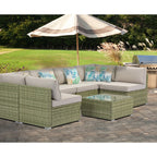 Canapé d'extérieur sectionnel en osier 7 pièces le plus confortable avec table basse