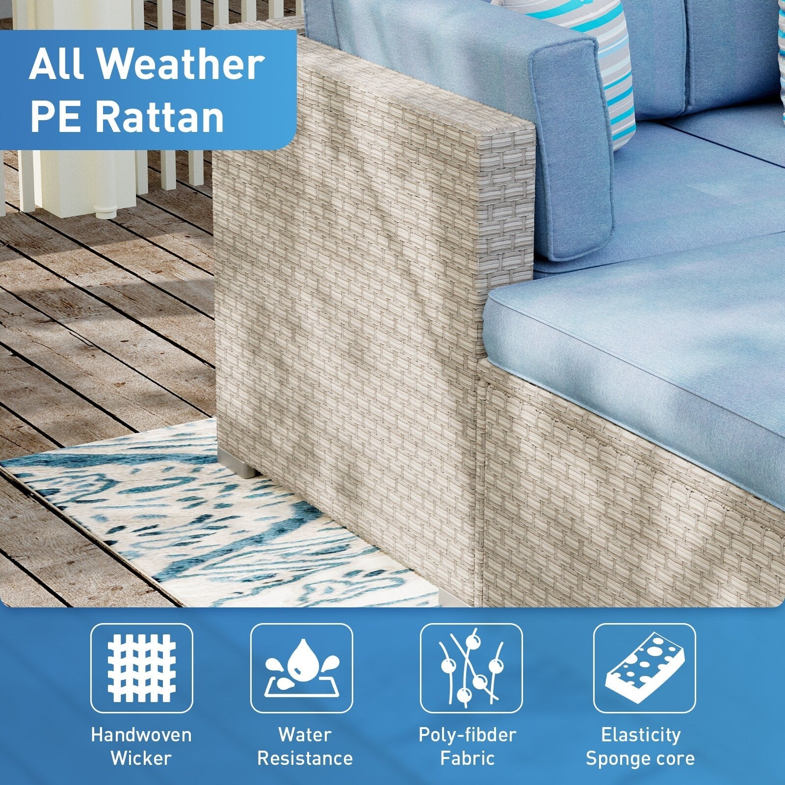 Canapé d'extérieur sectionnel en osier 7 pièces le plus confortable avec table basse