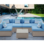 Canapé d'extérieur sectionnel en osier 7 pièces le plus confortable avec table basse