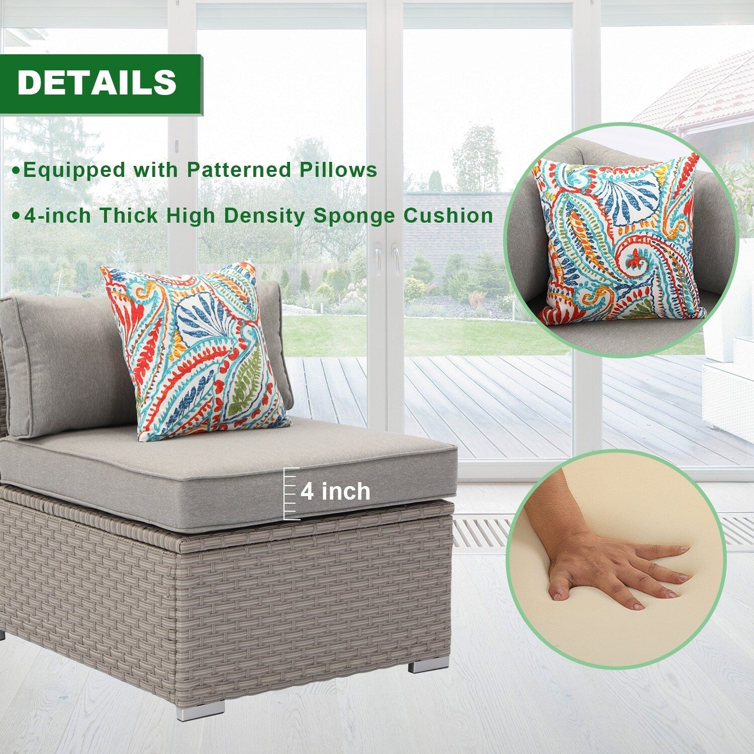 Canapé d'extérieur sectionnel en osier 7 pièces le plus confortable avec table basse