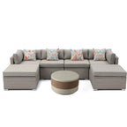 Canapé d'angle en osier 7 pièces pour patio extérieur COSIEST avec table basse