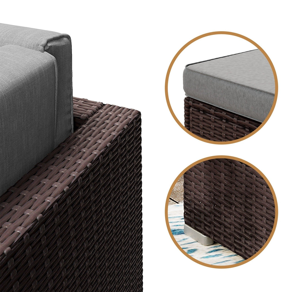 Canapé d'angle en osier 7 pièces pour patio extérieur COSIEST avec table basse