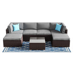 Canapé d'angle en osier 7 pièces pour patio extérieur COSIEST avec table basse