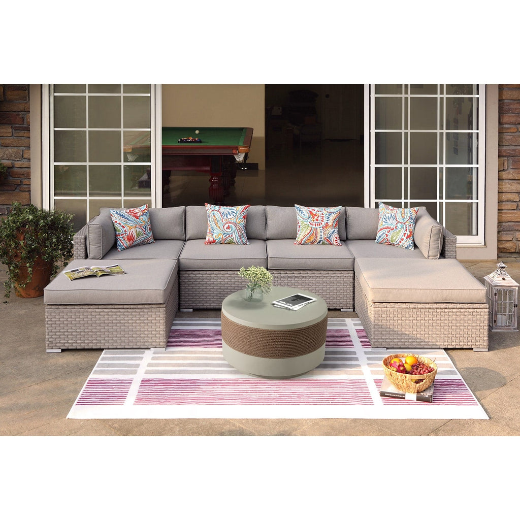 Canapé d'angle en osier 7 pièces pour patio extérieur COSIEST avec table basse