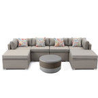 Canapé d'angle en osier 7 pièces pour patio extérieur COSIEST avec table basse