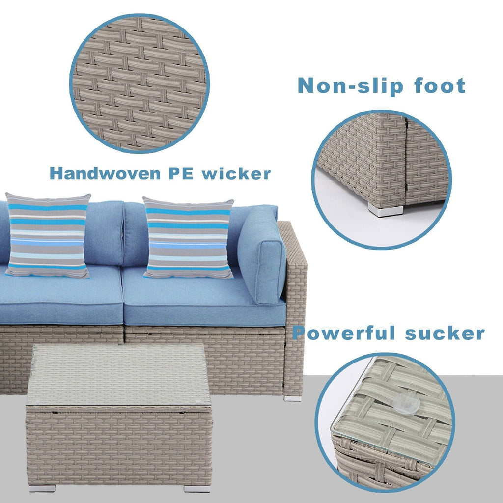 Canapé d'extérieur sectionnel en osier 7 pièces le plus confortable avec table basse