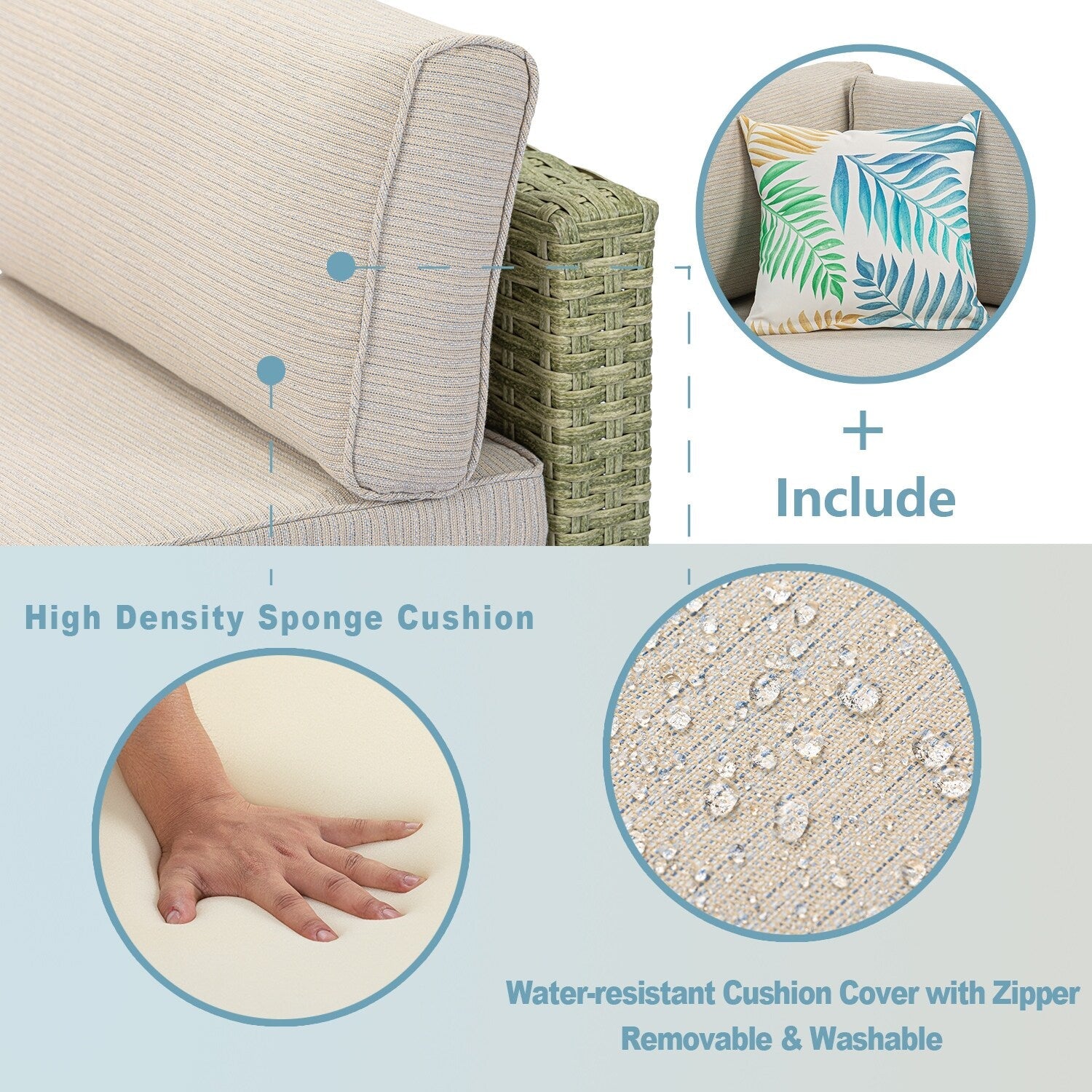 Canapé d'extérieur sectionnel en osier 7 pièces le plus confortable avec table basse