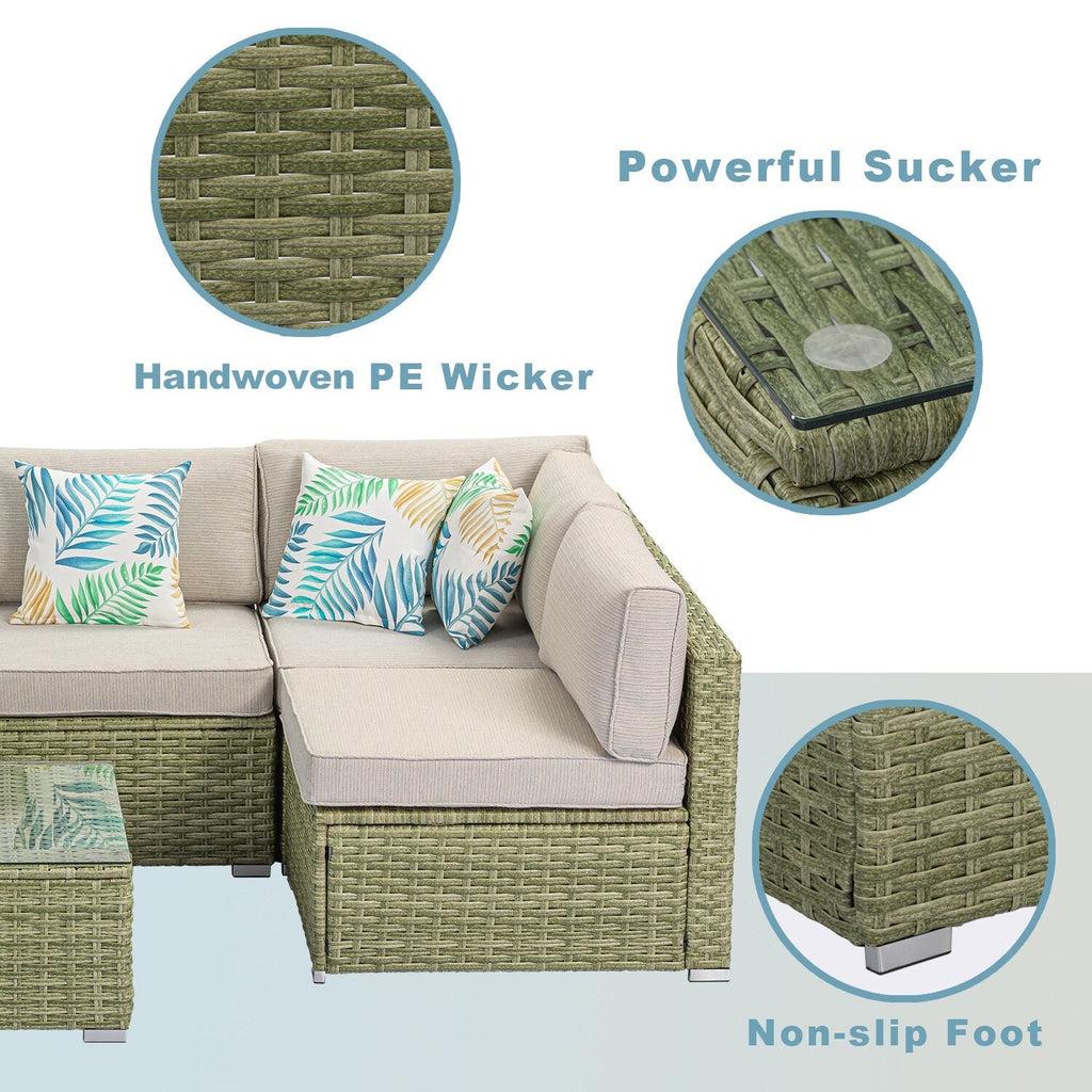 Canapé d'extérieur sectionnel en osier 7 pièces le plus confortable avec table basse