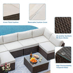 Canapé d'extérieur sectionnel en osier 7 pièces le plus confortable avec table basse