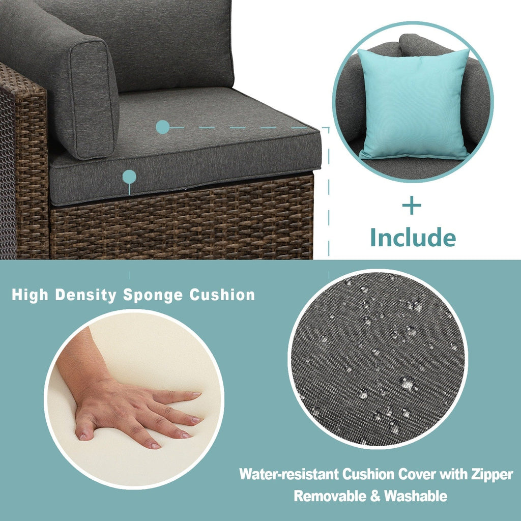 Ensemble de canapés sectionnels en osier pour meubles de patio extérieur COSIEST 7 pièces